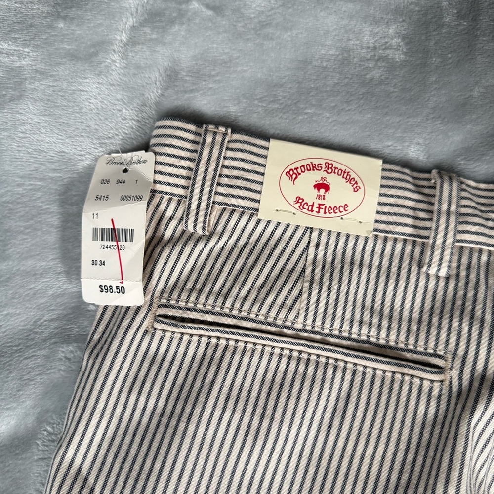 Brooks Brothers Red Fleece Striped Dress Pants Mens 30x34 Skinny Fit Cotton NEW - Picture 3 of 12